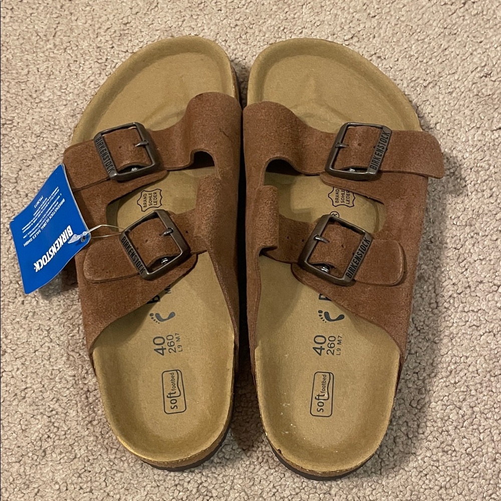 Birkenstock Brown Suede Arizona Two-Strap Sandals